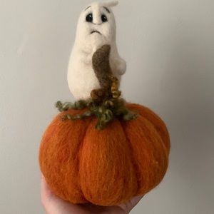 Hand Felted Halloween Pumpkin & Ghost. 🎃